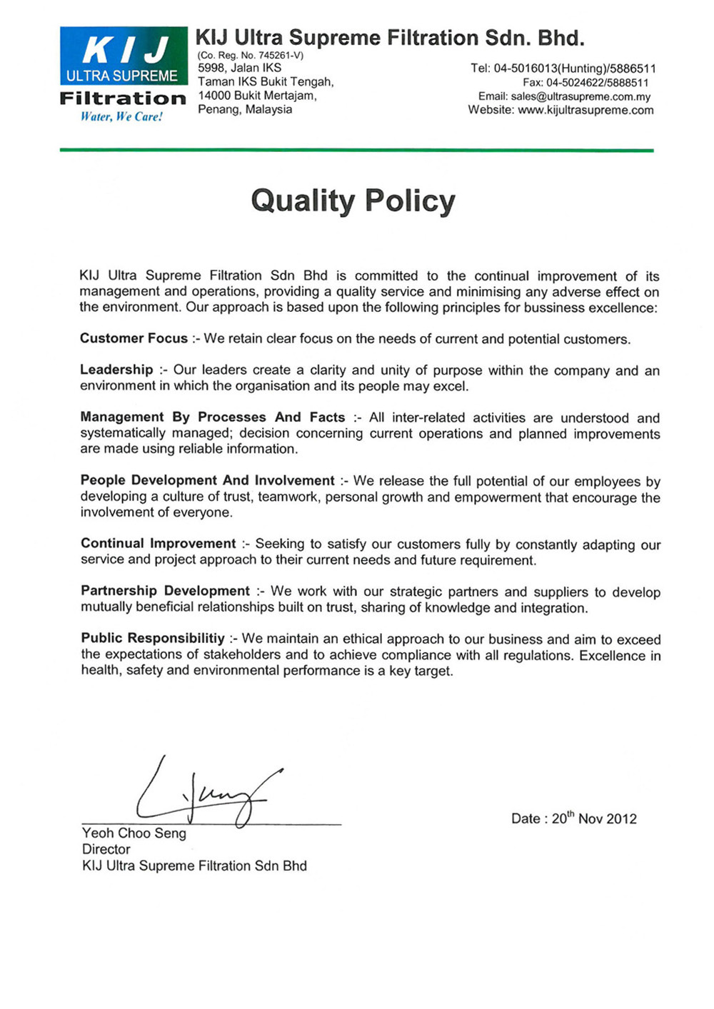 KIJ Quality Policy